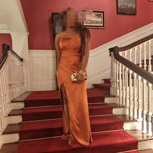 Burnt orange one arm elegant gown